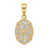 14K with White Rhodium Polished and Dia-cut Pendant
